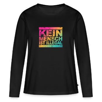 Kein Mensch ist illegal - Gegen Rechts - FCK NZS - Frauen Premium Bio Langarmshirt - Schwarz - Vorne - Julia (174cm)
