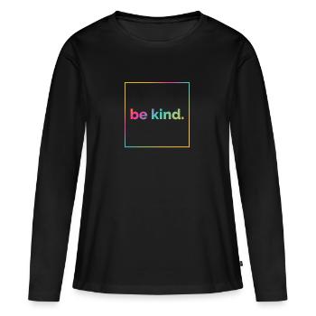 Enfant, gentillesse, diversité, humanité - T-shirt manches longues Premium bio Femme - noir - Devant - Julia (174cm)