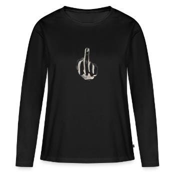 Middle finger Middle finger Stinky finger Fuck You - Women's Premium Organic Long Sleeve Shirt - black - Front - Julia (174cm)