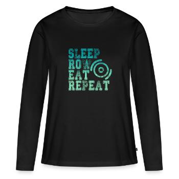 Life Concept for Rowers SLEEP, ROW, EAT, REPEAT - Women's Premium Organic Long Sleeve Shirt - black - Front - Julia (174cm)