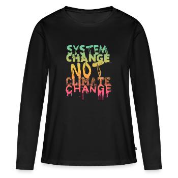 Changement de système - pas changement climatique - T-shirt manches longues Premium bio Femme - noir - Devant - Julia (174cm)