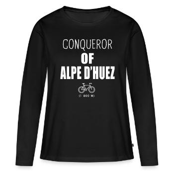 Eroberer der Alpes d'Huez mit dem Fahrrad Alpes - Frauen Premium Bio Langarmshirt - Schwarz - Vorne - Julia (174cm)
