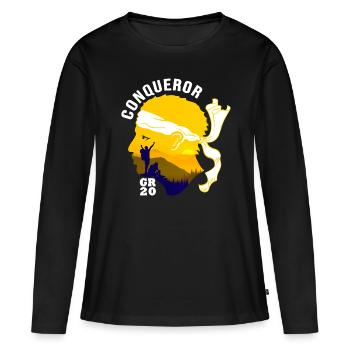 Eroberer GR20 Korsika Wandern - Frauen Premium Bio Langarmshirt - Schwarz - Vorne - Julia (174cm)