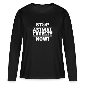 Cruauté envers les animaux arrêter les droits des animaux bien-être des animaux vegan - T-shirt manches longues Premium bio Femme - noir - Devant - Julia (174cm)