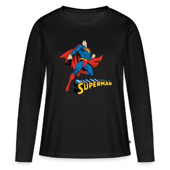 Superman Pose manches longues Enfant - T-shirt manches longues Premium bio Femme - noir - Devant - Julia (174cm)