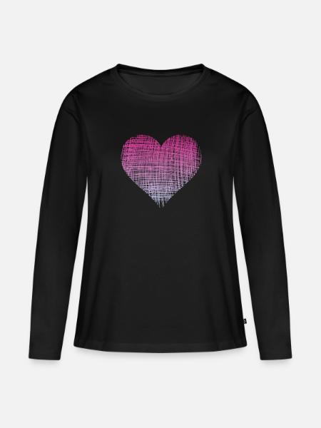 pink heart pinkes Herz - Frauen Premium Bio Langarmshirt - Schwarz