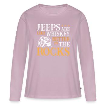 Jeeps Whisky et Rochers - T-shirt manches longues Premium bio Femme - rose poudré - Devant - Julia (174cm)