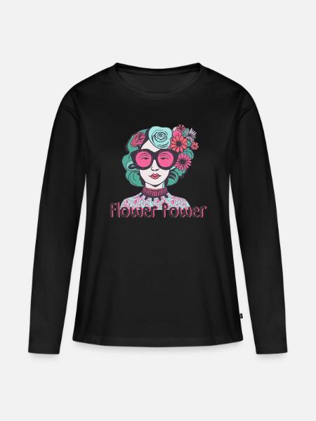 Flower Power Lady - Frauen Premium Bio Langarmshirt -