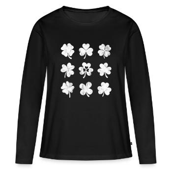 Trèfles - T-shirt manches longues Premium bio Femme - noir - Devant - Julia (174cm)