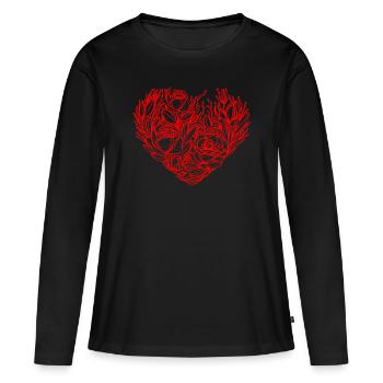 FLOWER HEART. Beautiful heart made of bouquet. - Women's Premium Organic Long Sleeve Shirt - black - Front - Julia (174cm)