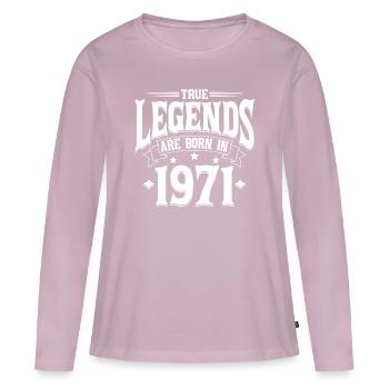 Jahrgang 1971 50. Geburtstag Legende 50 Jahre - Frauen Premium Bio Langarmshirt - Altrosa - Vorne - Julia (174cm)