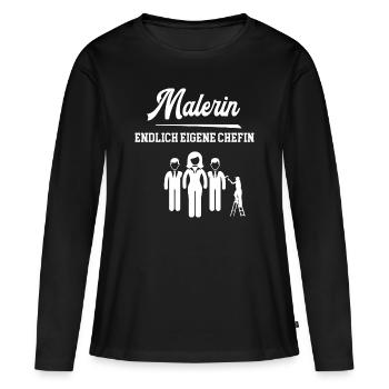 Malerin Endlich Eigene Chefin Malerei Lackiererin - Frauen Premium Bio Langarmshirt - Schwarz - Vorne - Julia (174cm)