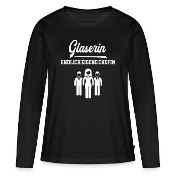 Glaserin Endlich Chefin Glaserei Selbstständig - Frauen Premium Bio Langarmshirt - Schwarz - Vorne - Julia (174cm)