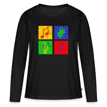 music - Women's Premium Organic Long Sleeve Shirt - black - Front - Julia (174cm)