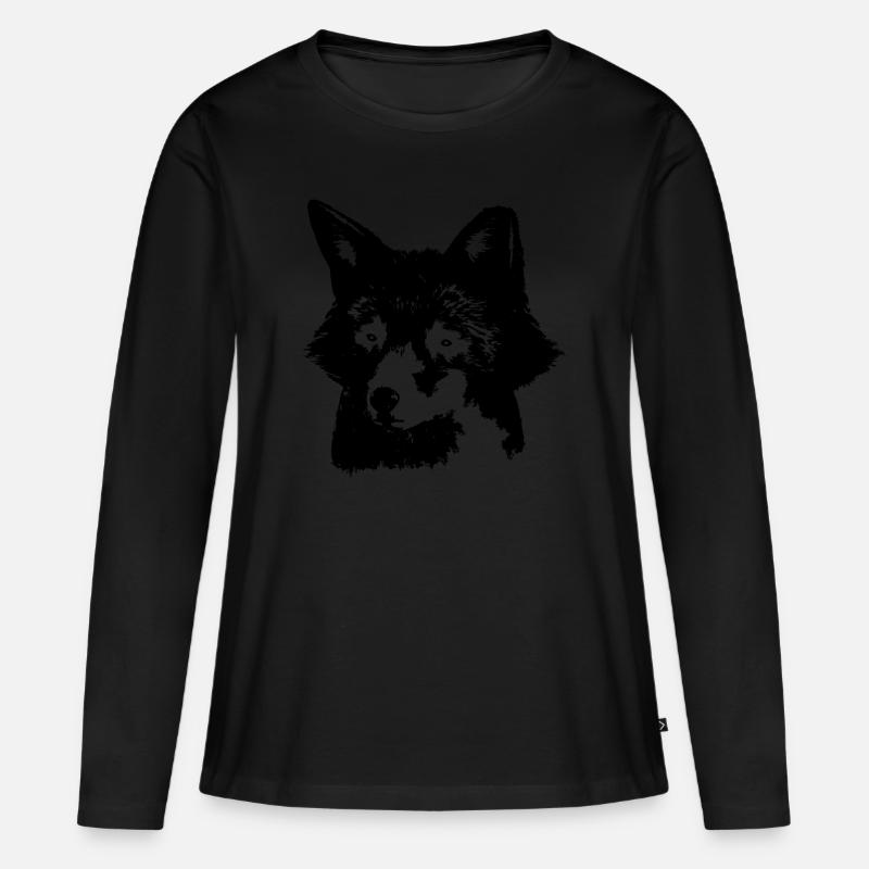 Fuchs - Frauen Premium Bio Langarmshirt - Schwarz