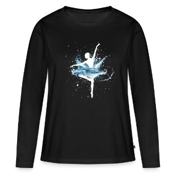 Ballerine avec une jupe d’eau - T-shirt manches longues Premium bio Femme - noir - Devant - Julia (174cm)