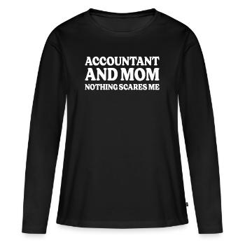 Humour Secrétaire Comptable Et Maman - T-shirt manches longues Premium bio Femme - noir - Devant - Julia (174cm)