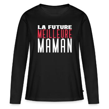La future meilleure maman - T-shirt manches longues Premium bio Femme - noir - Devant - Julia (174cm)
