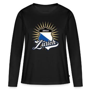 Zurich - Women's Premium Organic Long Sleeve Shirt - black - Front - Julia (174cm)