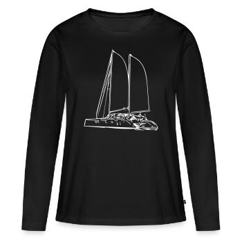 Segel Yacht - Frauen Premium Bio Langarmshirt - Schwarz - Vorne - Julia (174cm)