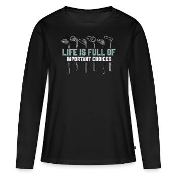 Golf Golfschläger - Frauen Premium Bio Langarmshirt - Schwarz - Vorne - Julia (174cm)