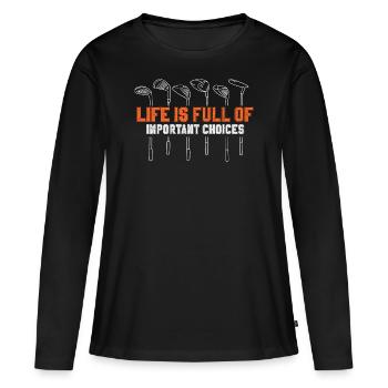 Golf Golfschläger - Frauen Premium Bio Langarmshirt - Schwarz - Vorne - Julia (174cm)