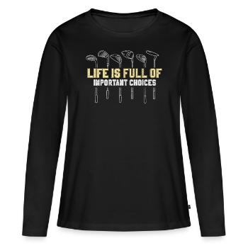 Golf Golfschläger - Frauen Premium Bio Langarmshirt - Schwarz - Vorne - Julia (174cm)