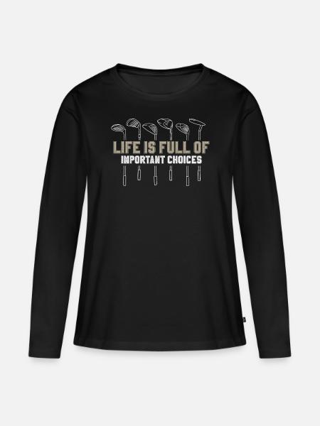Golf Golfschläger - Frauen Premium Bio Langarmshirt - Schwarz