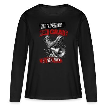 Grade et Pays" pour les Passionnés - T-shirt manches longues Premium bio Femme - noir - Devant - Julia (174cm)