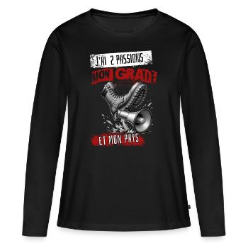 "Grade et Pays" pour Passionnés - T-shirt manches longues Premium bio Femme - noir - Devant - Julia (174cm)