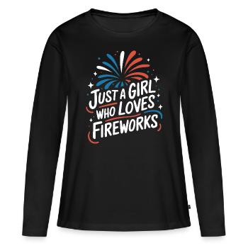 Pyrotechnie Feux d’artifice Pyrotechnie - T-shirt manches longues Premium bio Femme - noir - Devant - Julia (174cm)