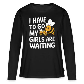 abeille abeille apicultrice abeille abeille - T-shirt manches longues Premium bio Femme - noir - Devant - Julia (174cm)