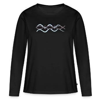 Poisson - un signe de chrétiens - T-shirt manches longues Premium bio Femme - noir - Devant - Julia (174cm)