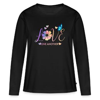 Aimer l'un l'autre - T-shirt manches longues Premium bio Femme - noir - Devant - Julia (174cm)