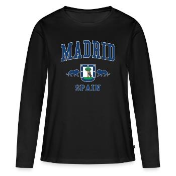 Madrid - T-shirt manches longues Premium bio Femme - noir - Devant - Julia (174cm)