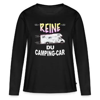 Camping-car Humour Femme Randonnée - T-shirt manches longues Premium bio Femme - noir - Devant - Julia (174cm)