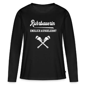 Rohrbauerin Ausbildung Lehre Lehrling Azubine Bau - Frauen Premium Bio Langarmshirt - Schwarz - Vorne - Julia (174cm)