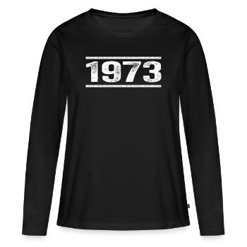 1973 Rétro 1973 Anniversaire 1973 Millésime 1973 - T-shirt manches longues Premium bio Femme - noir - Devant - Julia (174cm)