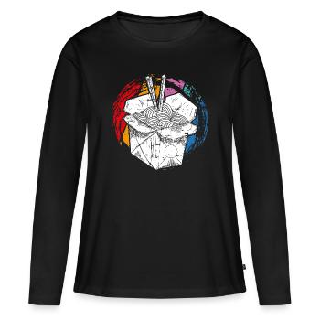 Nudeln - Frauen Premium Bio Langarmshirt - Schwarz - Vorne - Julia (174cm)