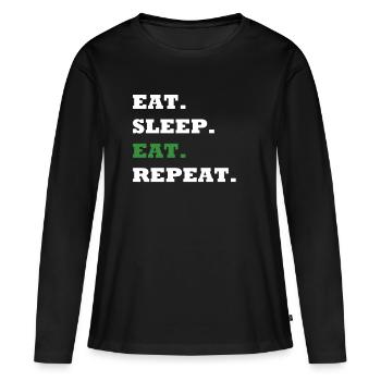 EAT. SLEEP. EAT. REPEAT. - T-shirt manches longues Premium bio Femme - noir - Devant - Julia (174cm)