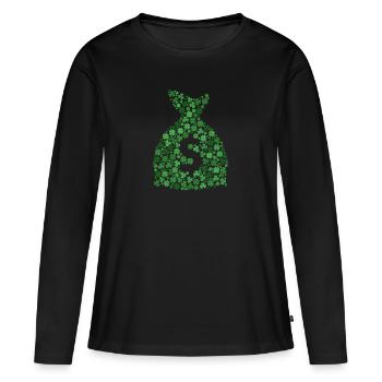 Money bag rempli de différents trèfles ( - T-shirt manches longues Premium bio Femme - noir - Devant - Julia (174cm)