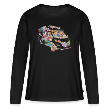 Romantic flowery motorhome - Women's Premium Organic Long Sleeve Shirt - black - Front - Julia (174cm)