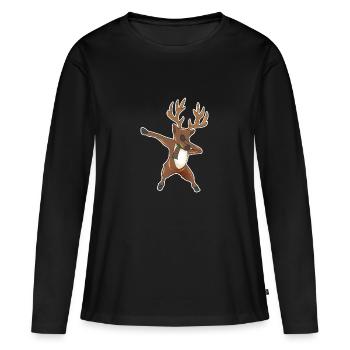 Dabbing Rentier Tanz lustiges Geschenk Weihnachten - Frauen Premium Bio Langarmshirt - Schwarz - Vorne - Julia (174cm)