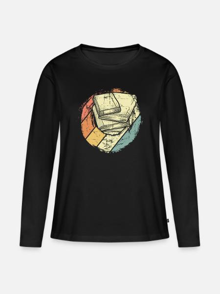 Bücher - Frauen Premium Bio Langarmshirt - Schwarz