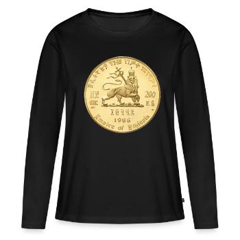 Lion de Juda - Jah Rastafari Roots Rasta Reggae - T-shirt manches longues Premium bio Femme - noir - Devant - Julia (174cm)