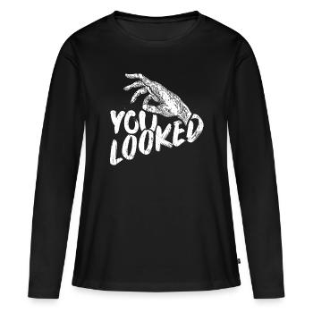 Regarder - T-shirt manches longues Premium bio Femme - noir - Devant - Julia (174cm)