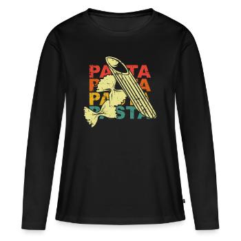 Pâtes - T-shirt manches longues Premium bio Femme - noir - Devant - Julia (174cm)