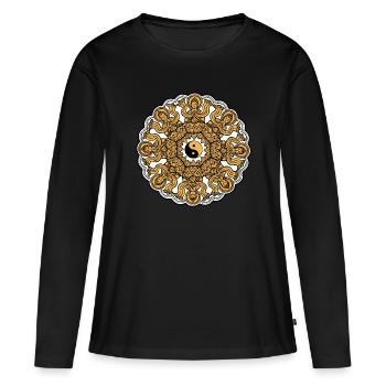 Mandala - Frauen Premium Bio Langarmshirt - Schwarz - Vorne - Julia (174cm)
