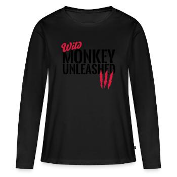 Singe sauvage déchaîné - T-shirt manches longues Premium bio Femme - noir - Devant - Julia (174cm)