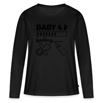 Baby wird geladen, schwanger - Frauen Premium Bio Langarmshirt - Schwarz - Vorne - Julia (174cm)